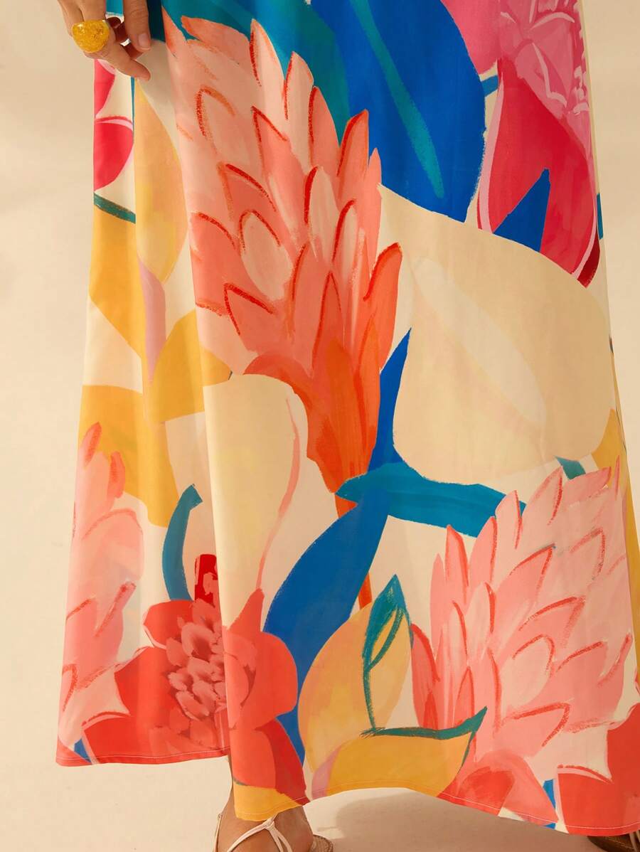 Vestido Longo Plants Colorido