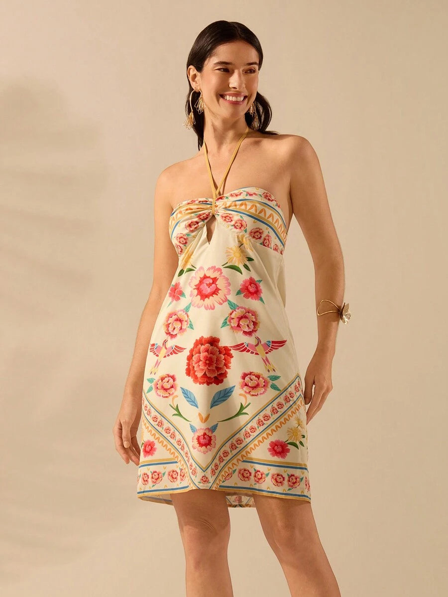 Vestido Curto Boho Bird