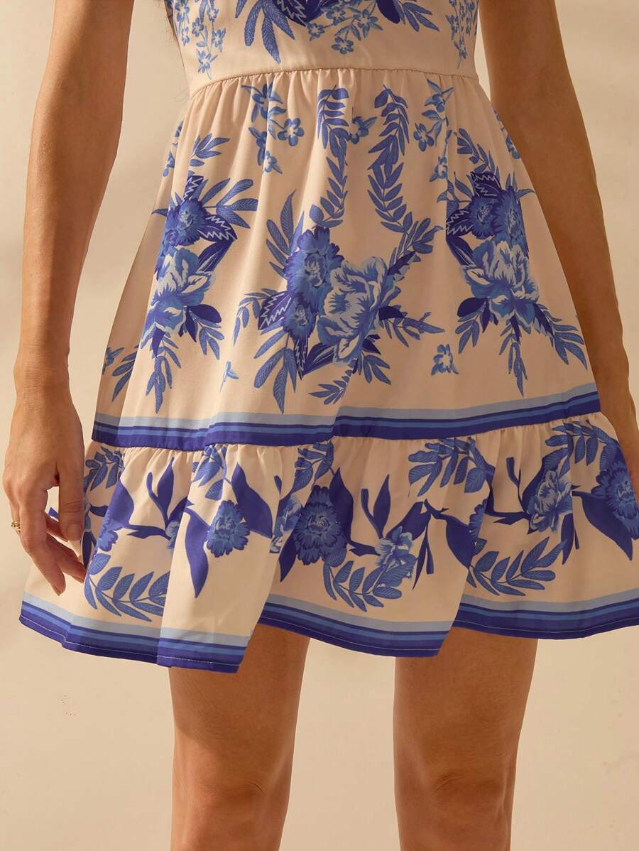Vestido Curto Tropical Azul