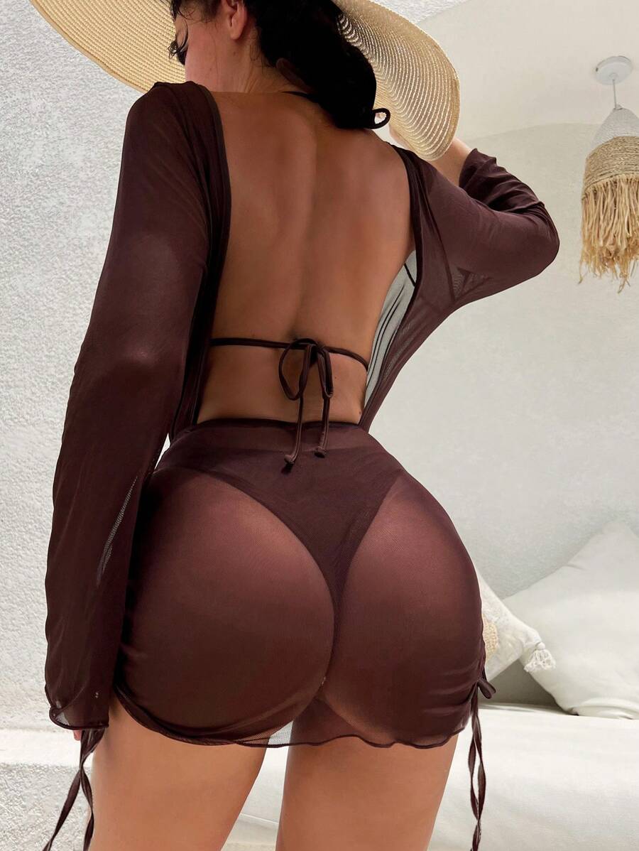 Conjunto Biquíni e Saída Coral