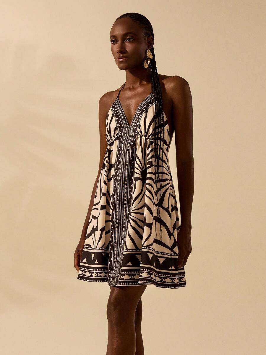 Vestido Curto Tropical Estilo Boho