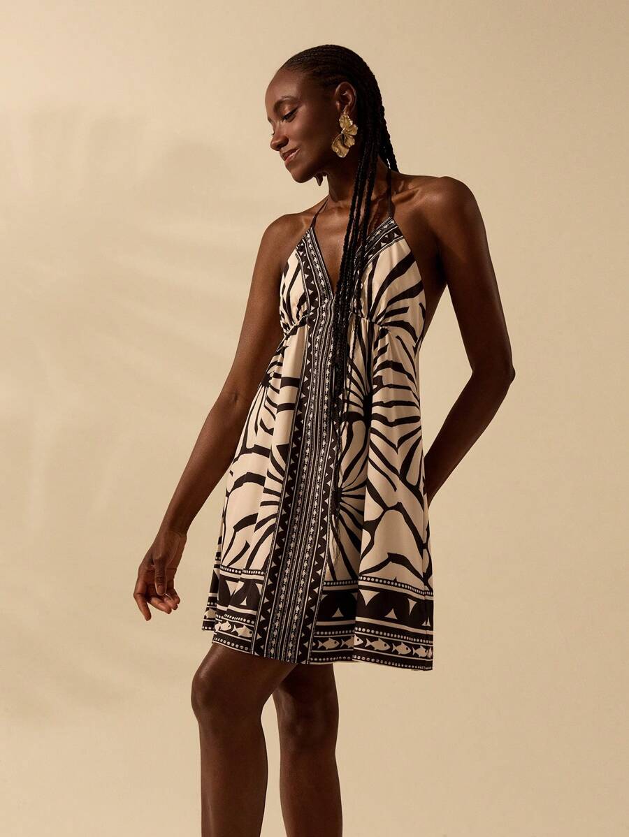 Vestido Curto Tropical Estilo Boho