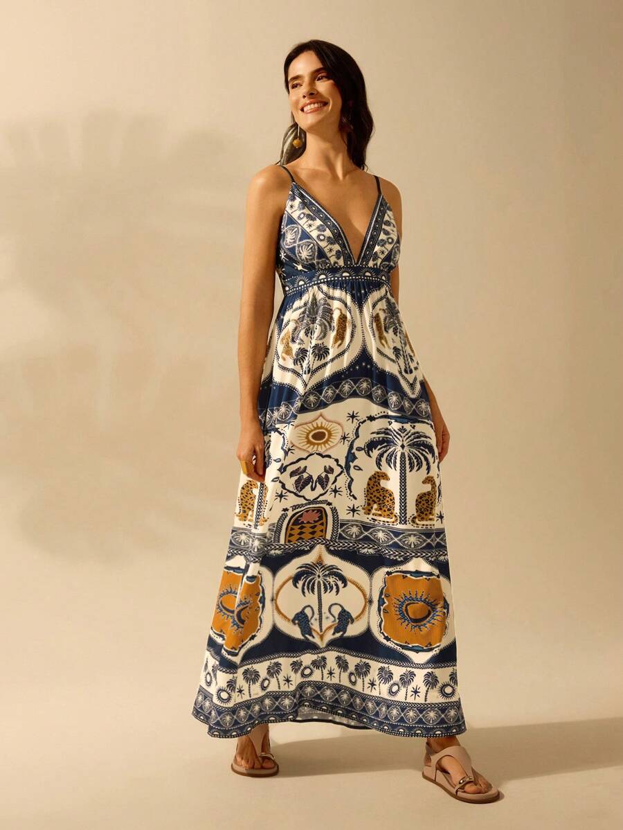Vestido Longo Boho Leopard