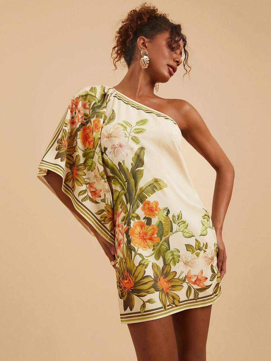 Vestido Curto Assimétrico Tropical