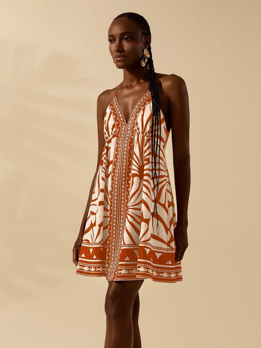 Vestido Curto Tropical Estilo Boho