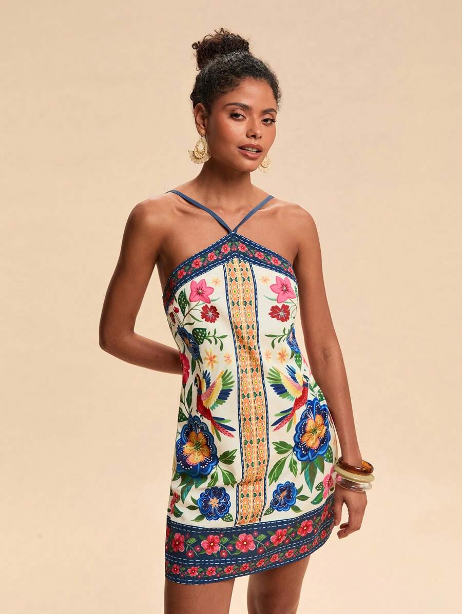 Vestido Curto com Abertura Tropivie