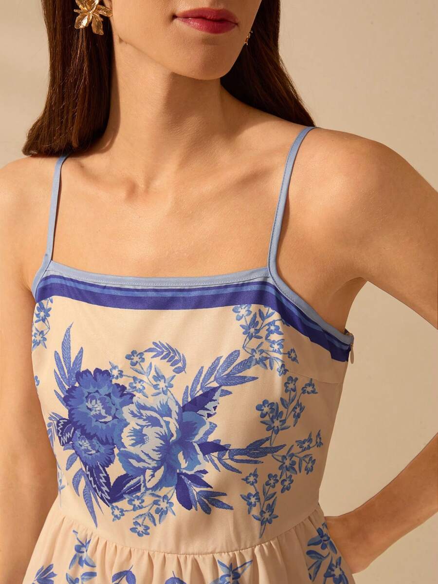 Vestido Curto Tropical Azul