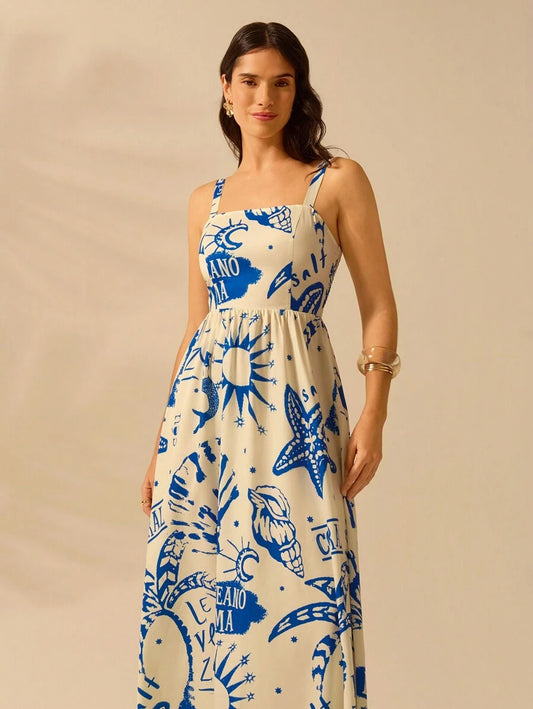 Vestido Longo Tropical Palmeira