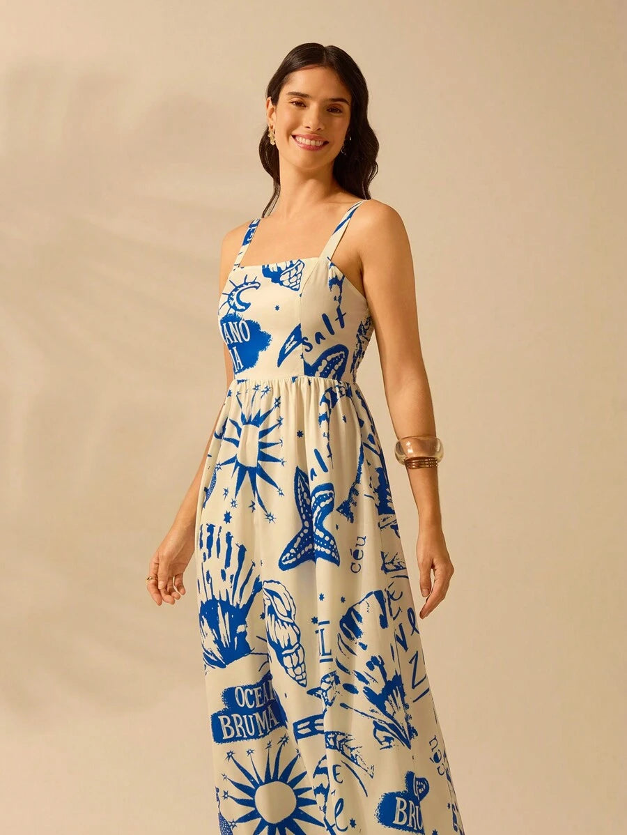 Vestido Longo Tropical Palmeira