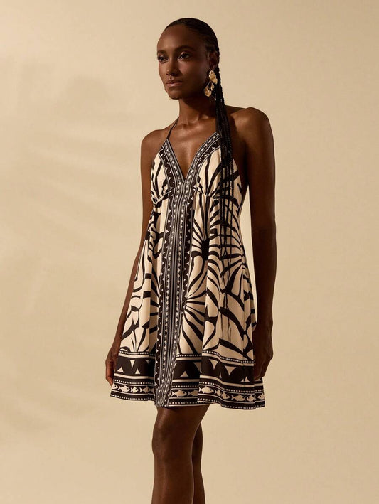 Vestido Curto Tropical Estilo Boho