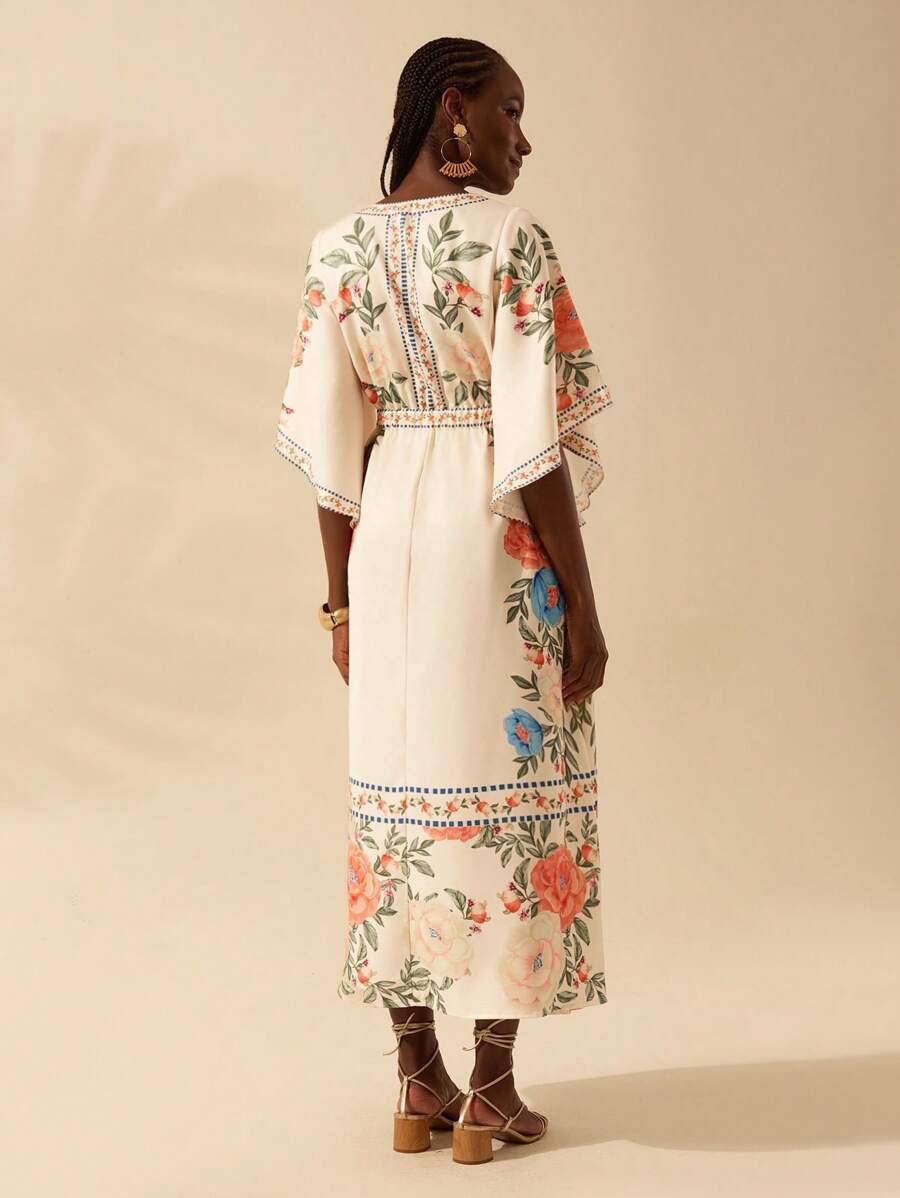 Vestido Longo Manga Babado Holiday