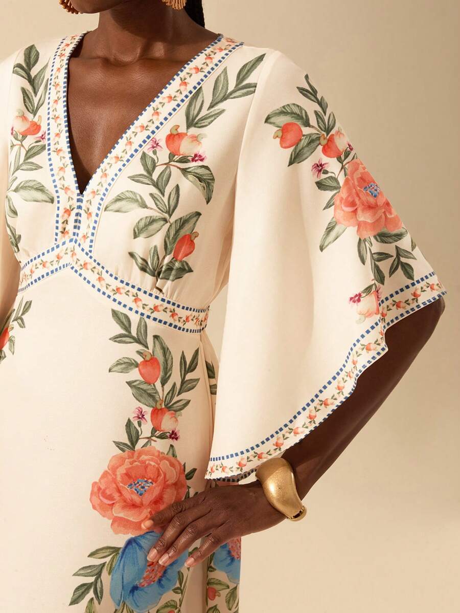 Vestido Longo Manga Babado Holiday