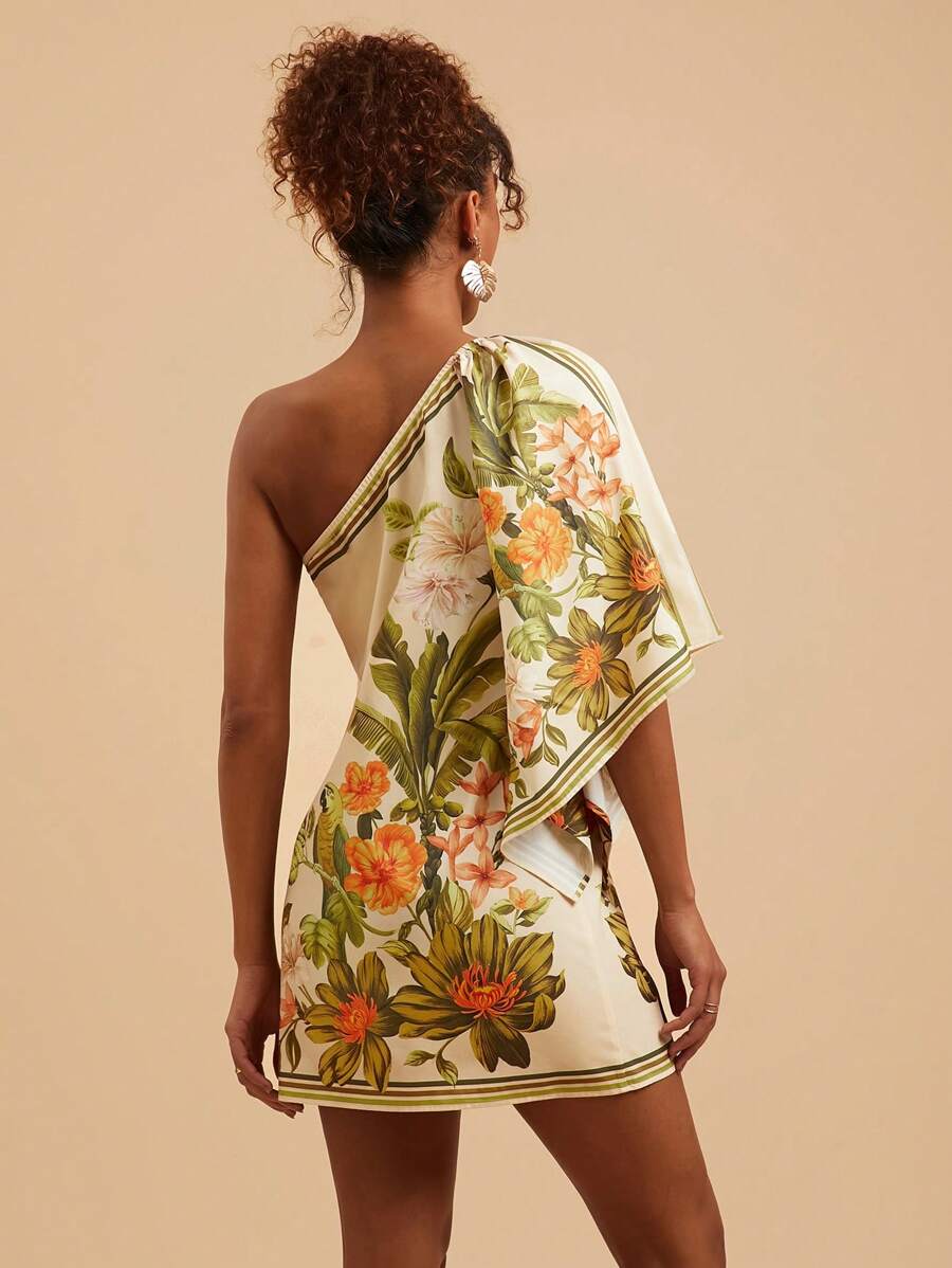 Vestido Curto Assimétrico Tropical