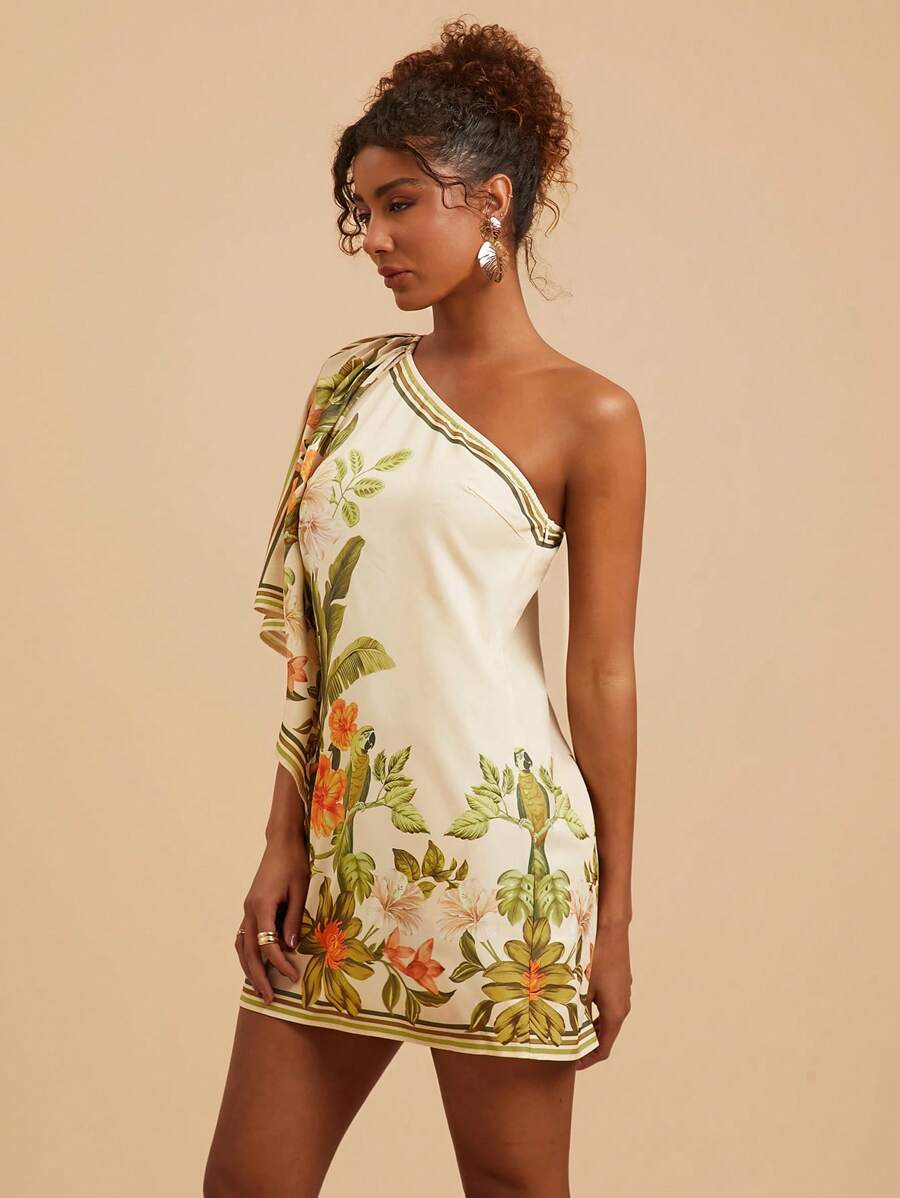 Vestido Curto Assimétrico Tropical