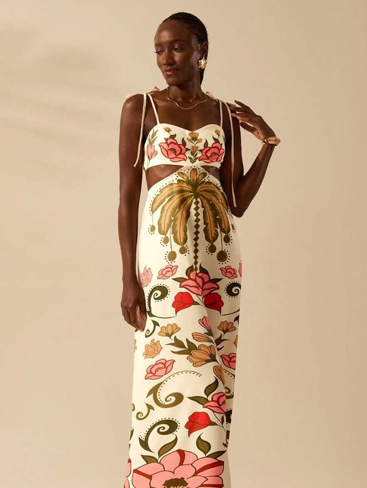 Vestido Longo Cropped Tropical