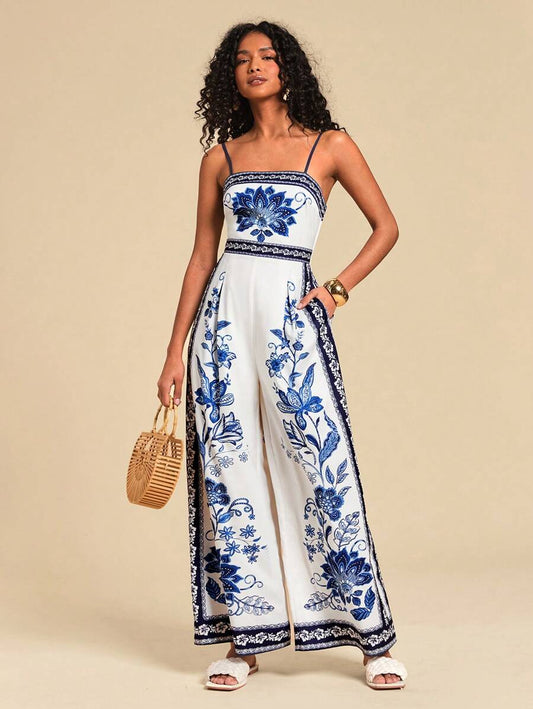 Macacão Azul Floral