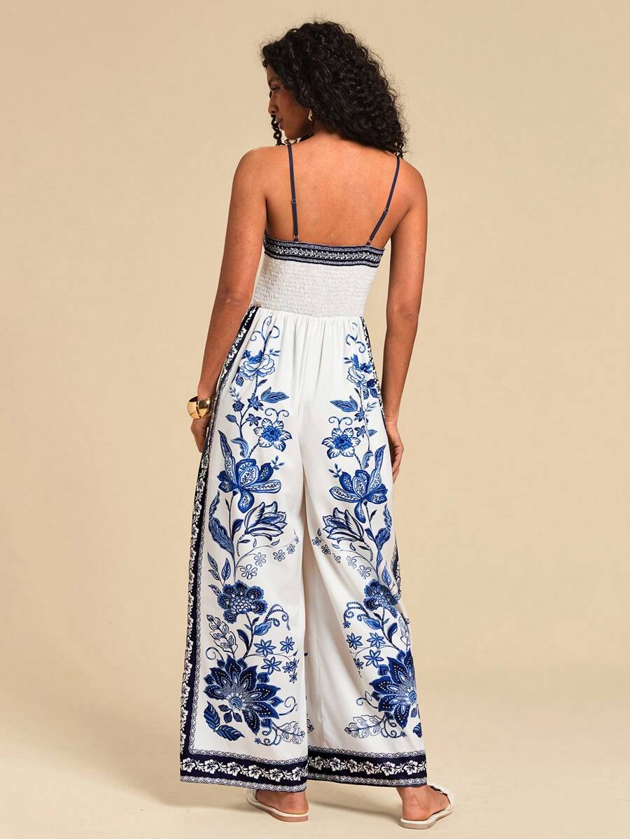 Macacão Azul Floral