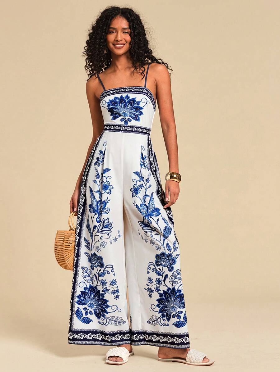 Macacão Azul Floral