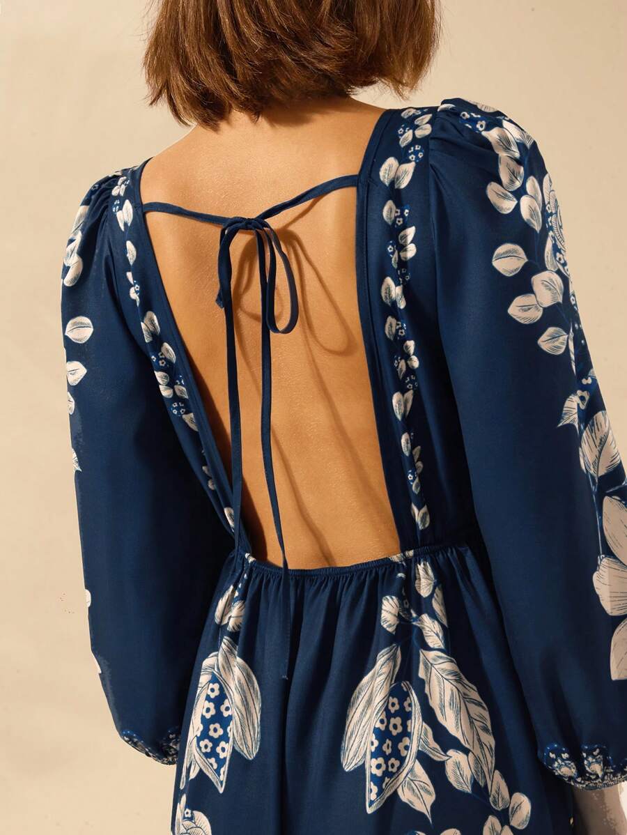 Vestido Longo Tropical Decote em V