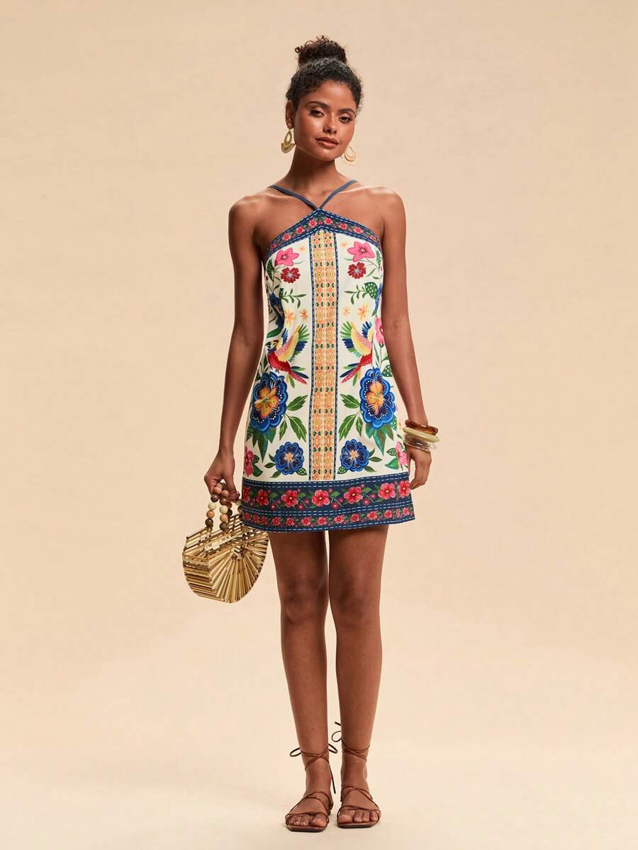 Vestido Curto com Abertura Tropivie