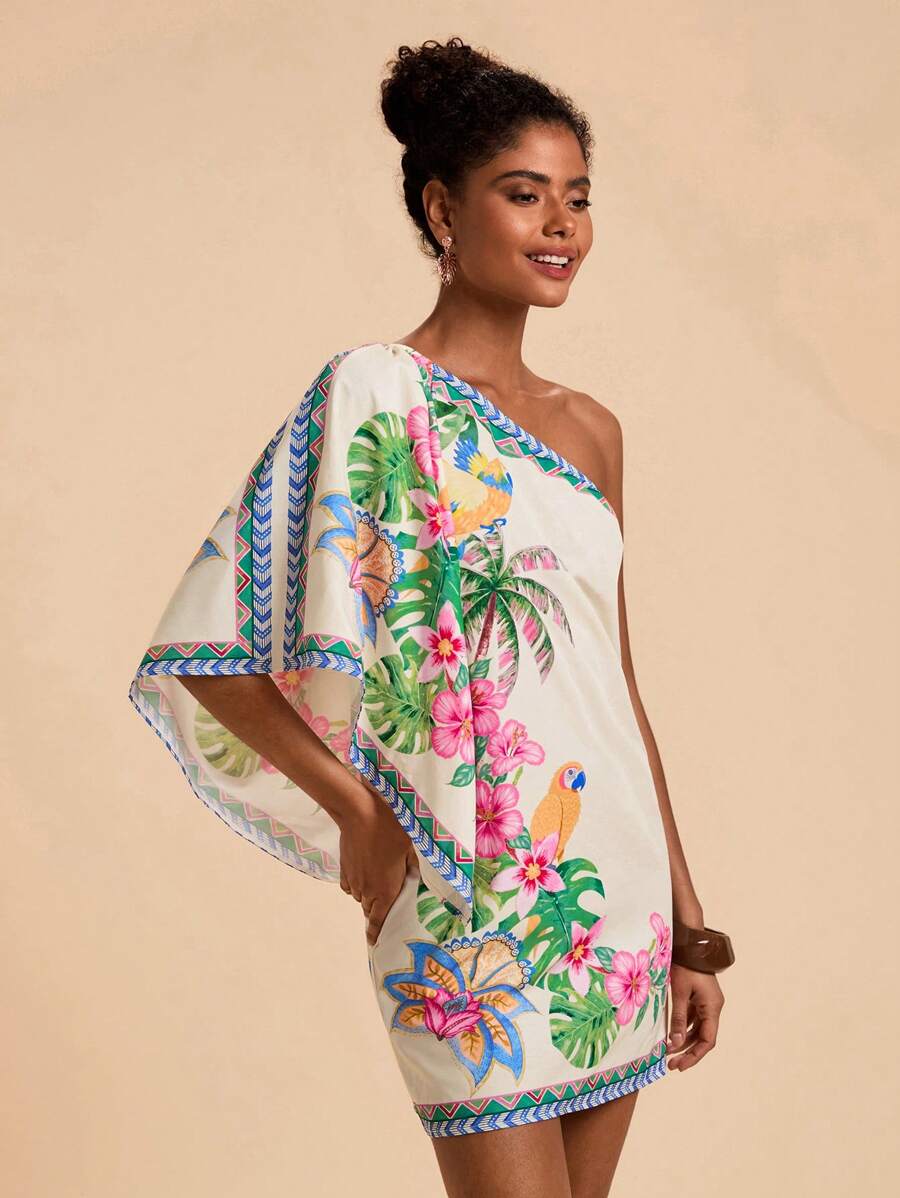 Vestido Curto Assimétrico Tropical